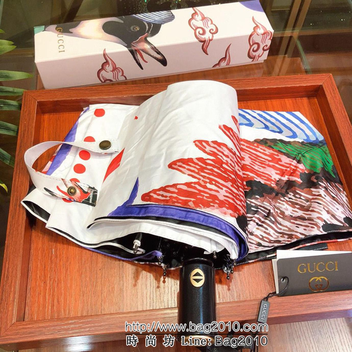 GUCCI古馳 最新火爆單品 極品G家自動傘 古奇天鵝圖案 防雨防紫外線隔熱傘  sll1021